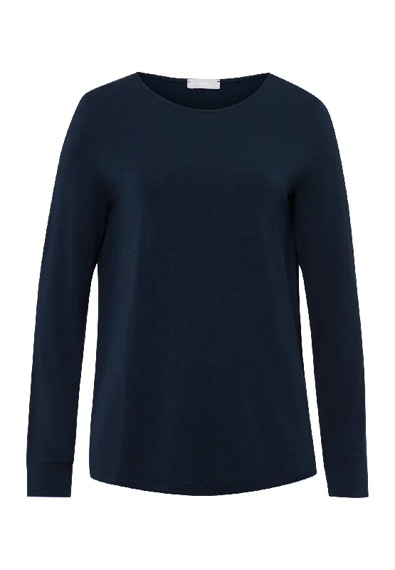 Natural Elegance Relaxed Round Neck Top | Deep Navy 74948-1610