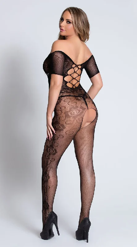 Criss-Cross and Lace Bodystocking