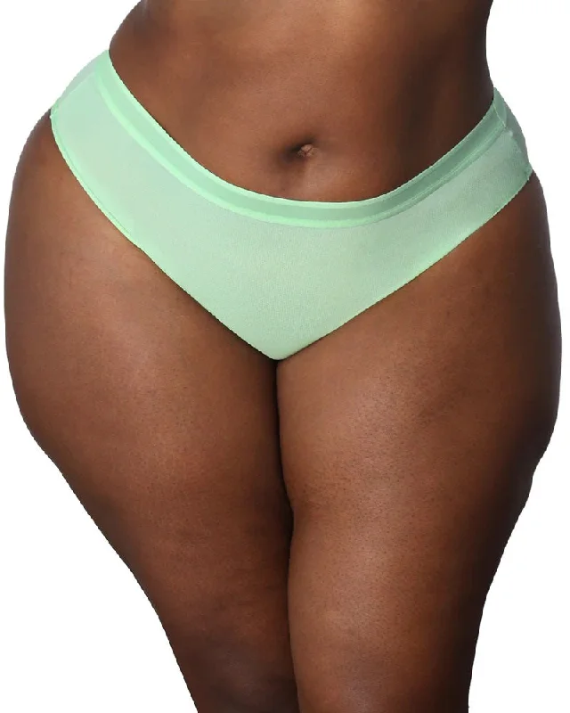 Curvy Couture Sheer Mesh Appletini Green High Cut Hipster Panty 1313