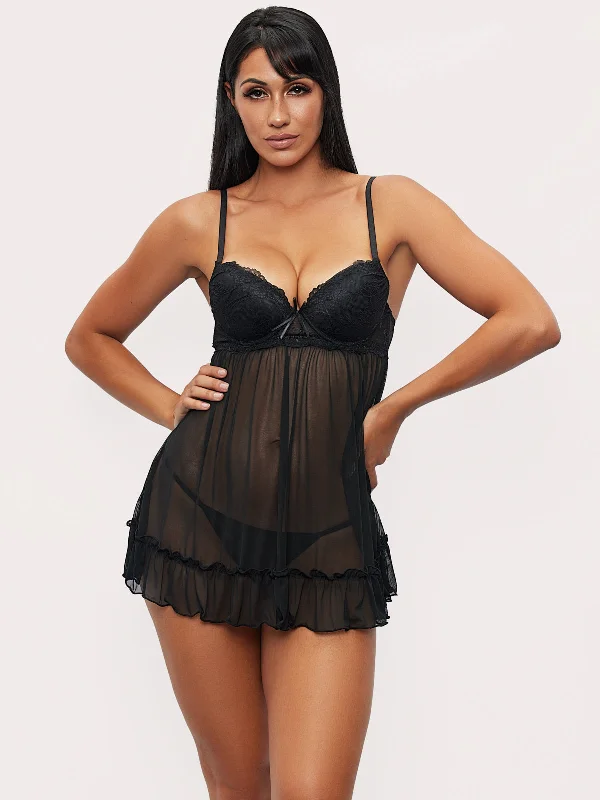 Eadie Lace And Mesh Babydoll