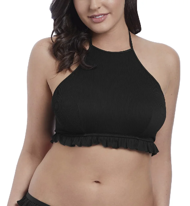 Freya Nouveau Padded Hi-Neck Crop Top Underwire Bikini (6702) - Black