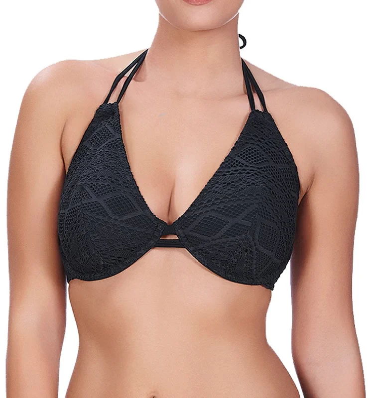 Freya Sundance Bandless Underwire Halter Bikini Top (3971) - Black