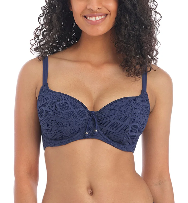 Freya Sundance Crochet Sweetheart Padded Underwire Bikini Top (3970) - Denim