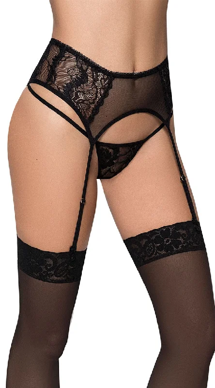 Lace and Mesh Garter Belt