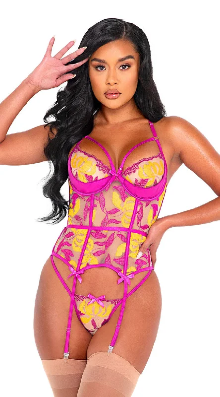 Orchid and Mango Embroidered Bustier Set