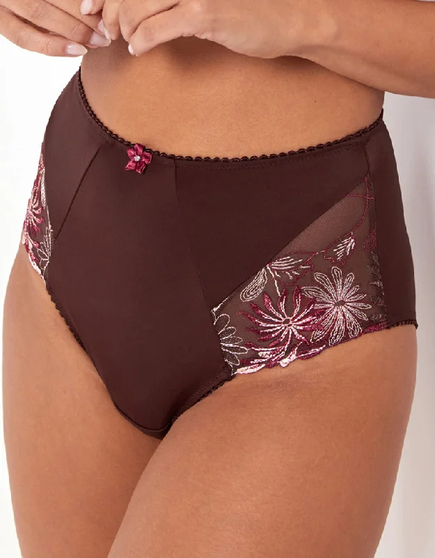 Pour Moi St Tropez High Waist Deep Brief Chocolate/Red