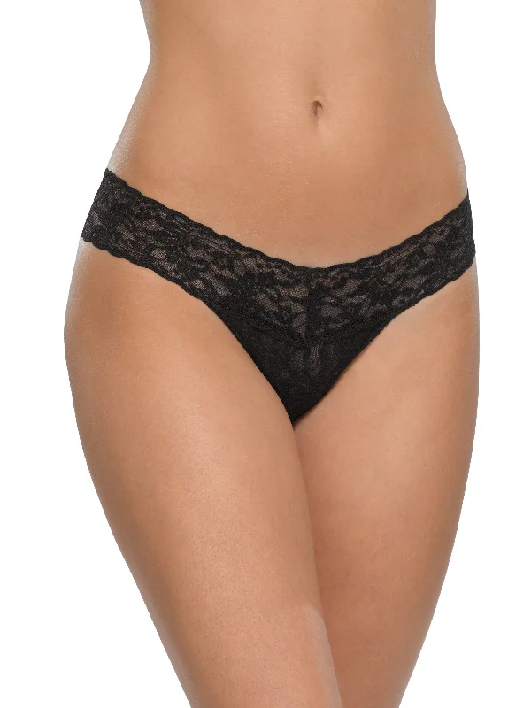 Signature Lace Low Rise Thong Black