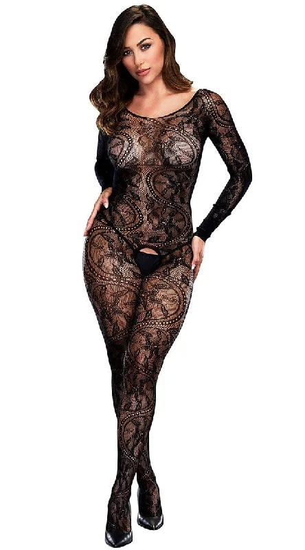 Swirling Floral Lace Bodystocking