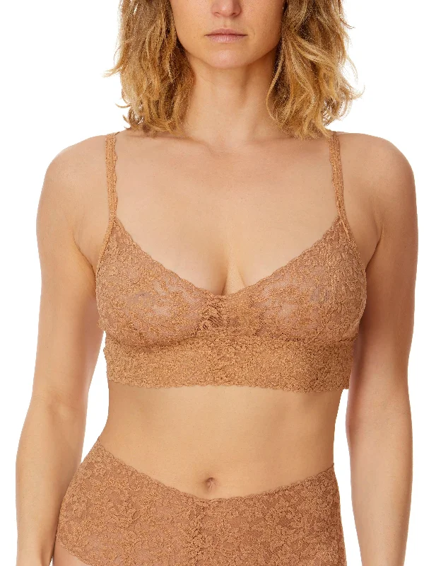 V-Neck Retro Lace Bralette Sun Tan Beige