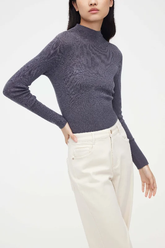 Washable Wool Mock Neck Sweater