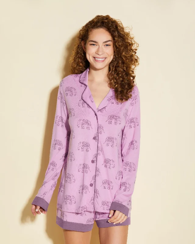 Printed Long Sleeve Top & Boxer Pajama Set