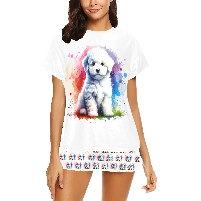 2 Piece Bichon Puppy PJ Set - Watercolor