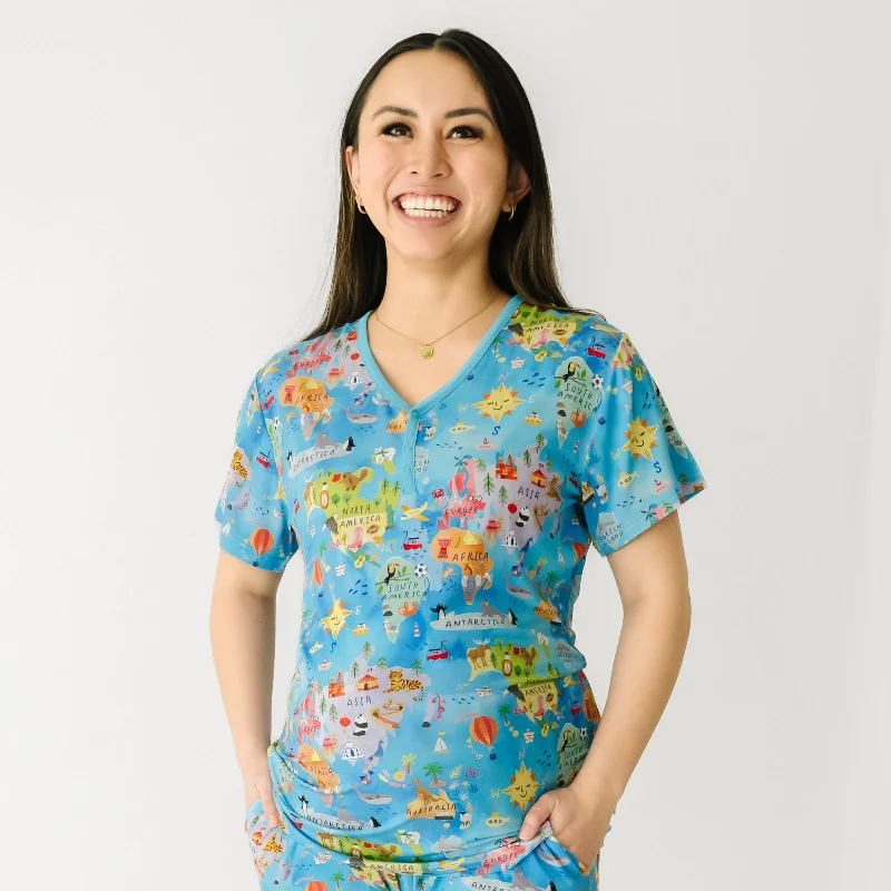 Around The World Women's Short Sleeve Pajama Top