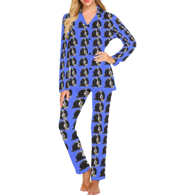 2 Piece Cavalier King Charles Spaniel Long PJ Set - Tri