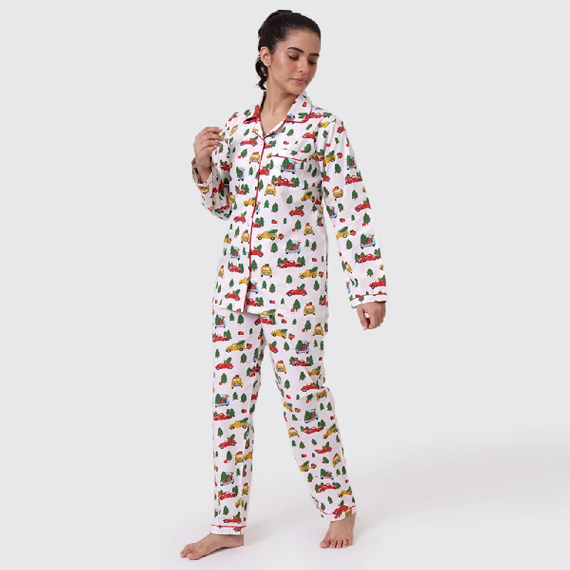 Women Christmas Trucks Pajama Set