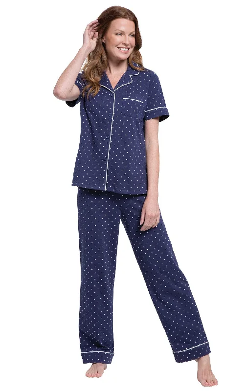 Classic Polka Dot Short-Sleeve Boyfriend Pajamas