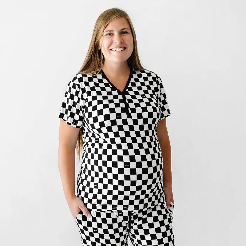 Cool Checks Women's Short Sleeve Bamboo Viscose Pajama Top