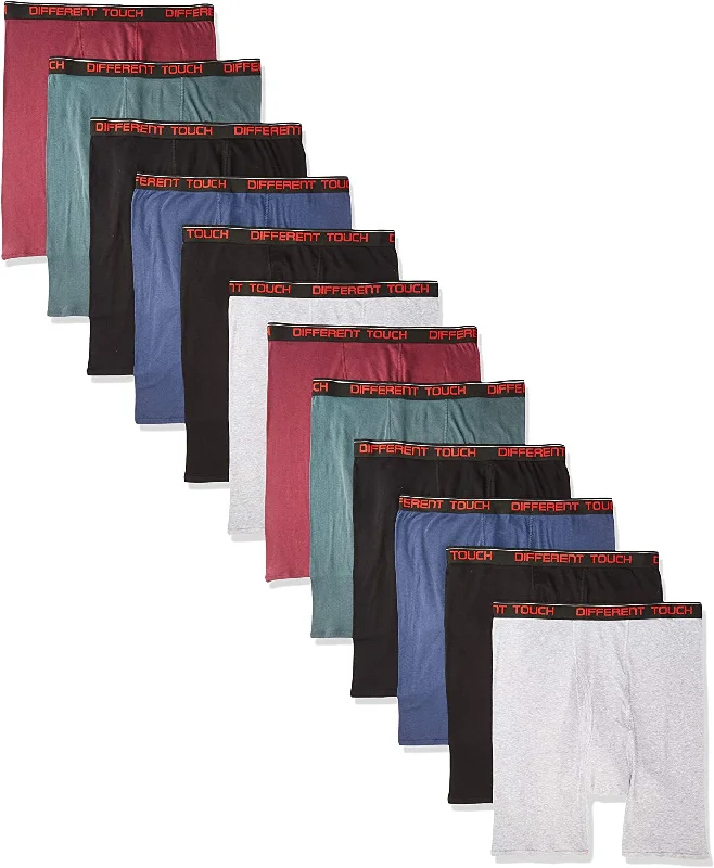 Long Leg Boxer Briefs | Big & Tall Assorted Color | Men's Underwear (12 Pack)