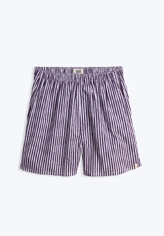 Gus Boxer in Purple Sateen Stripe