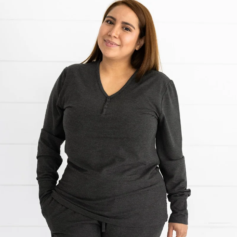 Heather Black Cozy Women's Pajama Top