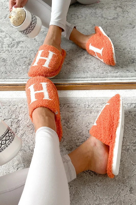 My Bedtime Glam Fuzzy "H" Slippers (Orange)