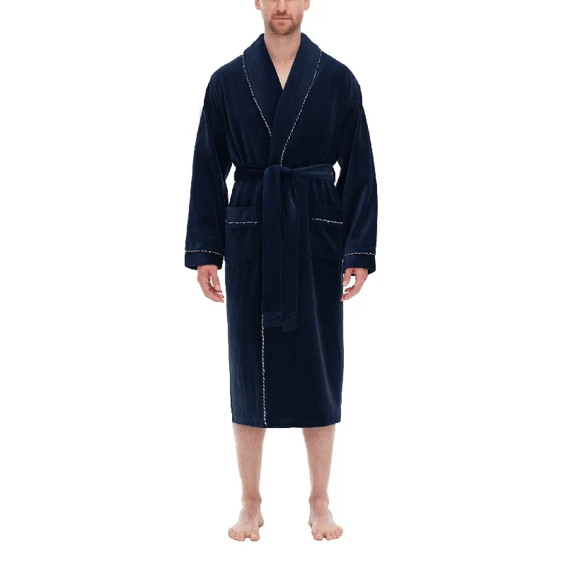 Refinery Velour Shawl Robe With Braid Trim