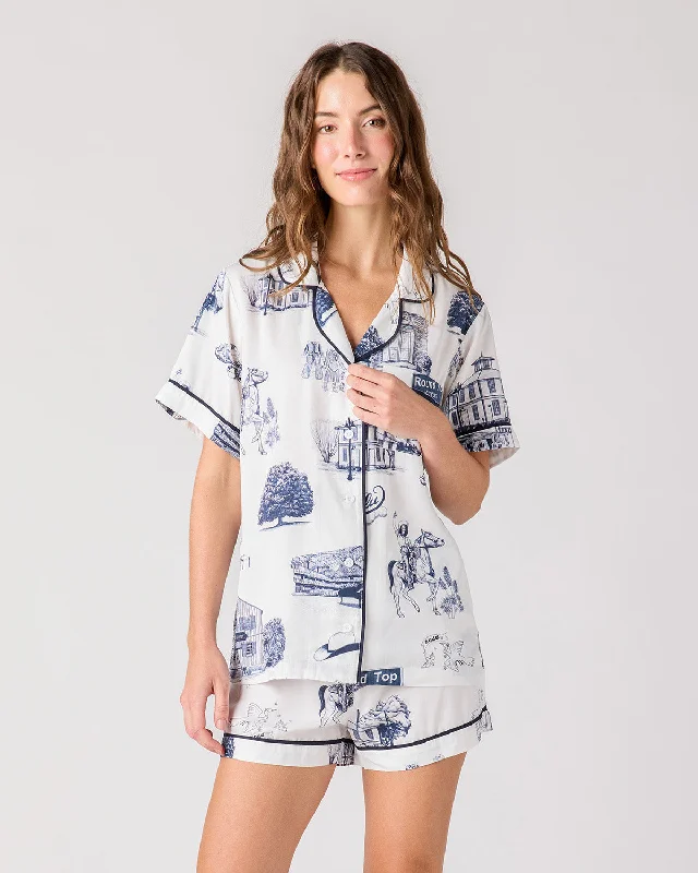 Round Top Toile Pajama Shorts Set