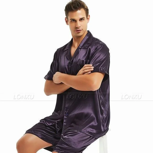 Sleepwear-Men's Shorts Silk Pajama