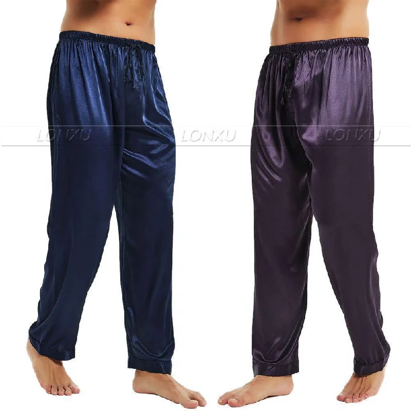 Sleepwear-Men's Silk Pajama Pants